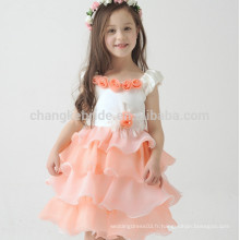 2016 Cute A Line Ivory Peach Pageant Robe fille fleur Little Cake Kids Dress